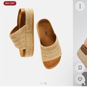 Fashion Nova Tan Woven Platform Slide Sandals